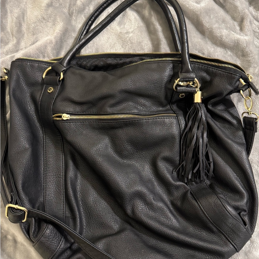Steve Madden Black Tote with Gold Accents
